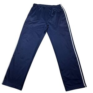 Dunlop Active Straight Leg Navy Blue Sweatpants Joggers Striped Ankle Zip Large